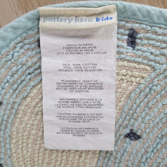 Pottery Barn Kids Bear Throw Rug 25" x 20" Cotton Bath Mat Blue PBK Washable - Picture 3 of 6
